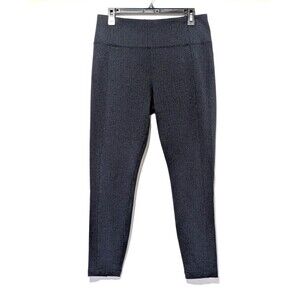 Athleta Womens Large Navy Blue & Black Delancey Herringbone Tight Leggings Pants